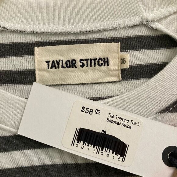 Taylor Stitch The Triblend Tee In Baseball Stripe Raglan Long sleeve mens 36 - Picture 4 of 6